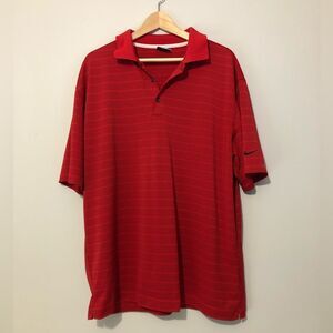 Nike Golf FitDry Men’s XL Red Striped Polo Shirt
